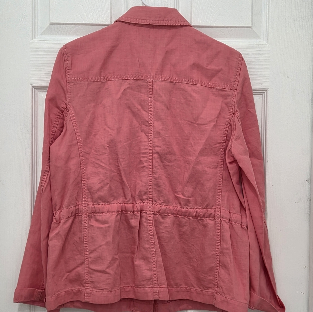 TALBOTS Linen Blend Utility Jacket in Washed Salmon Size Medium Womens Full Zip - Picture 5 of 16